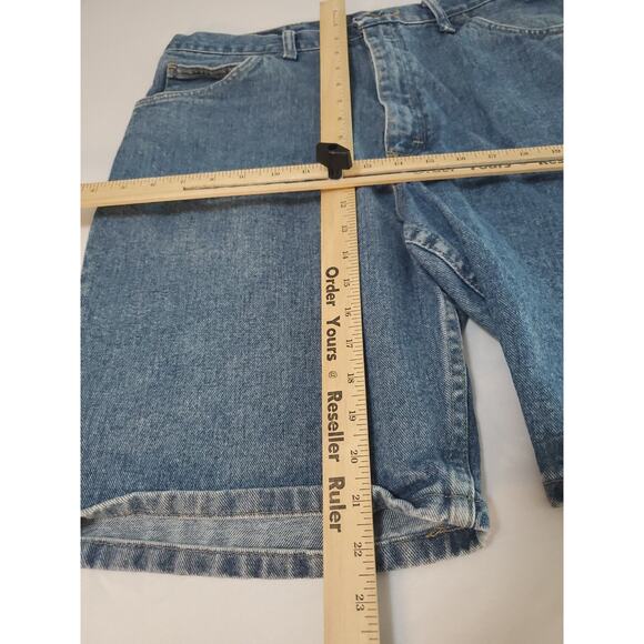 Wrangler Mens Jean Shorts Blue Size 36 100% Cotton Relaxed Fit Button Zip Pocket - Picture 4 of 12
